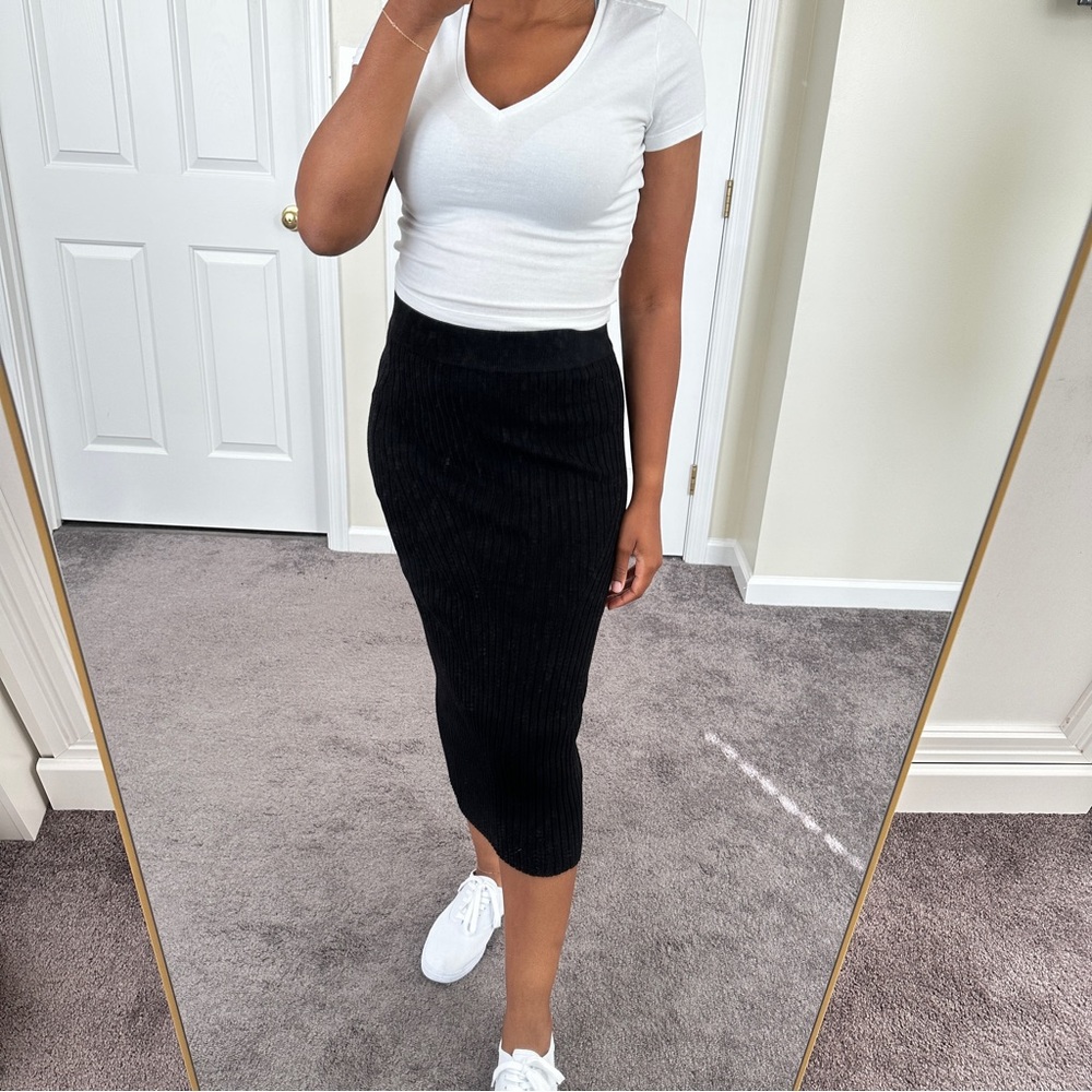 A New Day Black Knit Midi Skirt